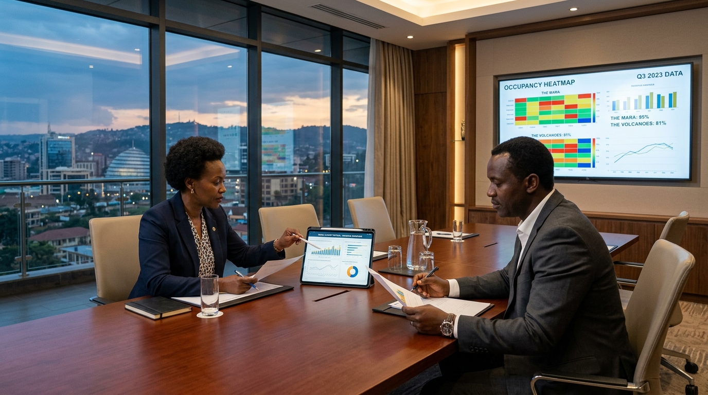 Executive Hospitality Boardroom Analytics and Occupancy Heatmaps
