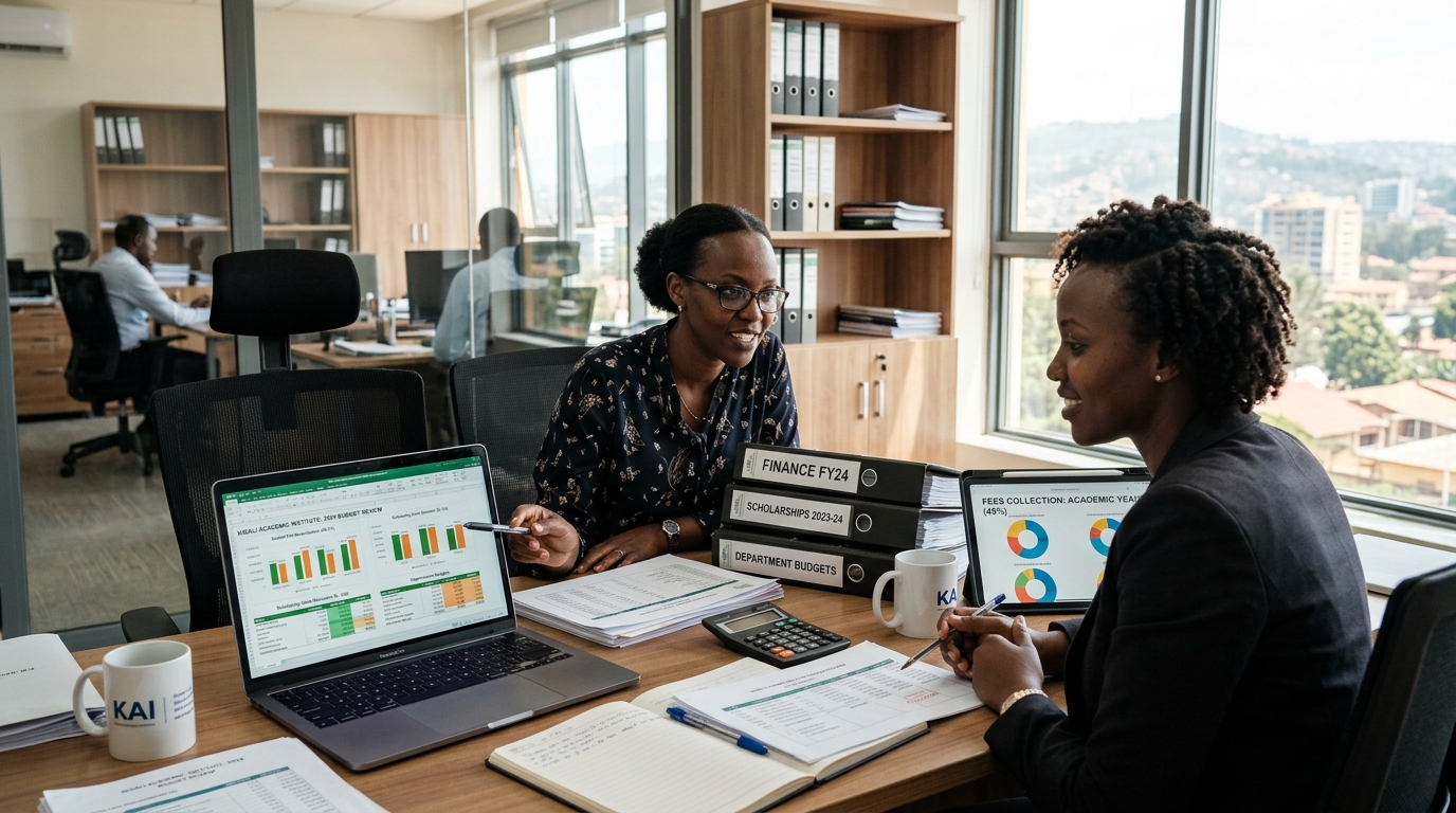 Institutional Finance Director and Bursar Reviewing Fee Ledgers with Inzora Suite